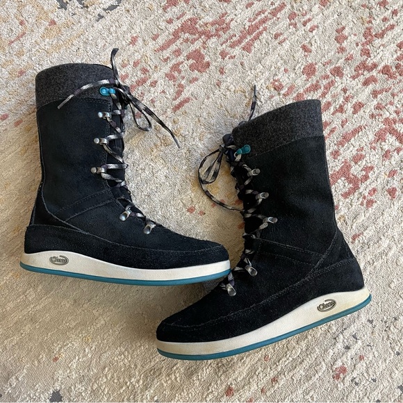 Chaco Black Umma Wool Suede Winter Boots Waterproof - Picture 8 of 12